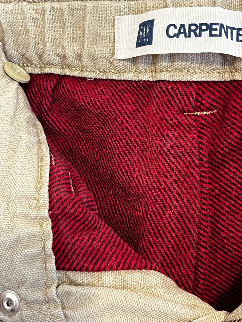 Gap Kids Carpenter Pants Cotton Heavy Weight Lined Utility Khaki Tan Boys 6